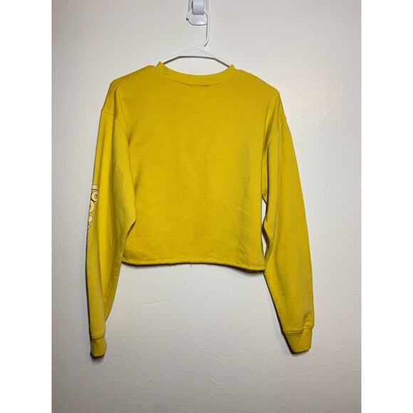 Looney Tunes Cropped Sweatshirt Pullover Crew Neck Graphic Print Yellow Small - Picture 5 of 5